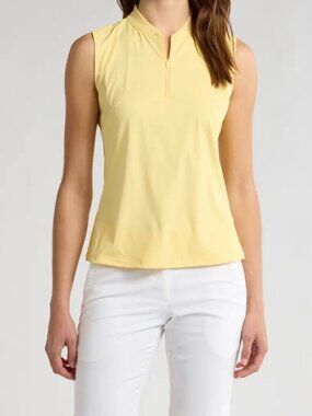 Bad Birdie Women's Sleeveless Blade Golf Polo in Pale Banana size L NWT